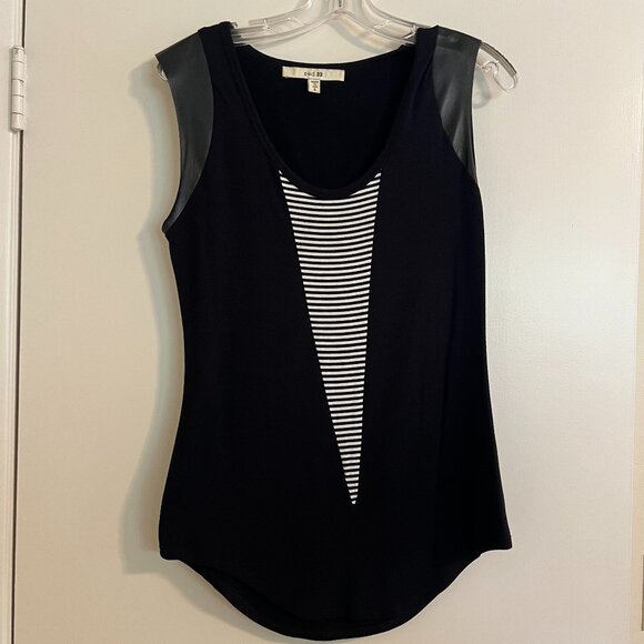 Leather and Striped Cotton Tank - Picture 1 of 2